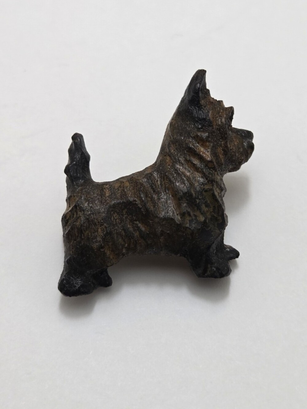 Vintage, Almost Antique, 1940s Handcarved Wooden Scotty Dog Brooch Pin